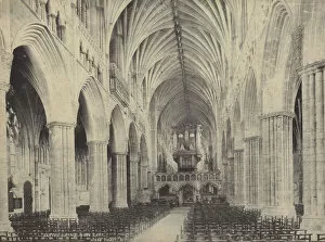 Nave of Exter Cathedral, Devon (b / w photo)