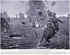So near yet so far. Private Nevilles narrow escape at Ypres October 1914 (litho) So near yet so far. Private Nevilles narrow escape at Ypres October 1914 (litho)