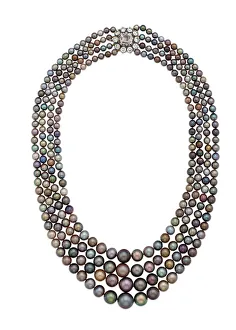 Necklace (natural coloured pearls, diamonds & gold) Necklace (natural coloured pearls, diamonds & gold)