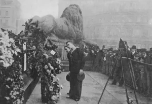 Under Nelson's Shadow: Bluejackets Inspecting Wreaths at the Foot of the Admiral' Under Nelson's Shadow: Bluejackets Inspecting Wreaths at the Foot of the Admiral'