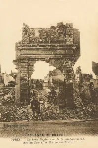 Neptune Gate after the bombardment, Ypres (b/w photo) Neptune Gate after the bombardment, Ypres (b/w photo)
