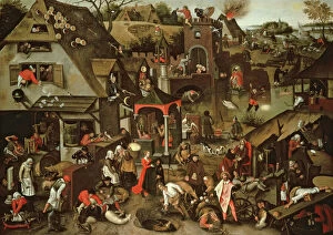 Sheep Gallery: Netherlandish Proverbs illustrated in a village landscape