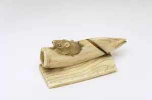 Netsuke of a mouse emerging from a bamboo shoot (ivory) Netsuke of a mouse emerging from a bamboo shoot (ivory)
