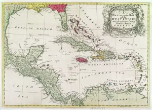 Maps Gallery: New and accurate map of the West Indies (colour litho)