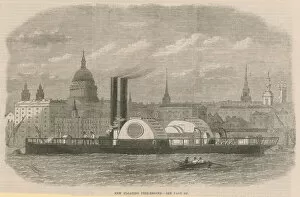 Pauls Cathedral Gallery: New floating fire engine (engraving)