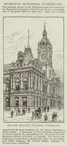 1596841 The New Municipal Buildings, Sunderland (engraving) by Watkins, Frank (fl.1859-94); Private Collection; (add.info.: The New Municipal Buildings, Sunderland. Illustration for The Illustrated London News, 15 November 1890.
F Watkins); Look and Learn / Illustrated Papers Collection The New Municipal Buildings, Sunderland (engraving)