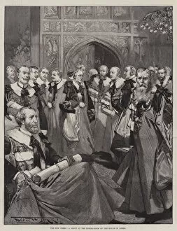 English Photographer Gallery: The New Peers, a Group in the Robing-Room of the House of Lords (engraving)