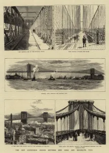 The New Suspension Bridge between New York and Brooklyn, USA (engraving) The New Suspension Bridge between New York and Brooklyn, USA (engraving)