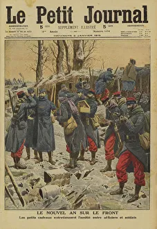 1914 1918 Wwi Ww One Gallery: New Year at the front line: French Army officers and soldiers exchanging gifts, World War I