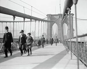Strolling Gallery: New York, N.Y. Brooklyn Bridge, 1909-10 (b/w photo)