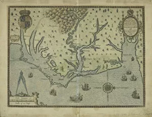Newly discovered Virginia, 1590 (hand coloured engraving)