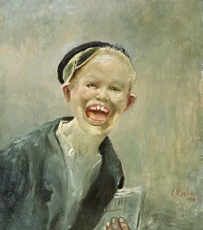 Grimace Gallery: Newspaper boy (oil on canvas)