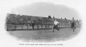 Newton Heath Right Wing Takes the Ball Up and Centres, 1899 (b/w photo) Newton Heath Right Wing Takes the Ball Up and Centres, 1899 (b/w photo)