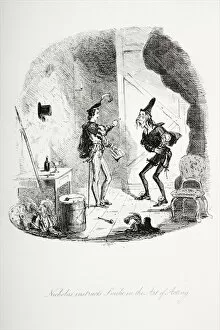 Teaching Gallery: Nicholas instructs Smike in the art of acting, illustration from Nicholas Nickleby'