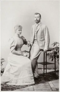 Nicky and Alix after their Betrothal, Coburg, 1894 (b/w photo) Nicky and Alix after their Betrothal, Coburg, 1894 (b/w photo)