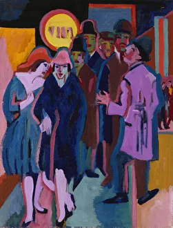 A Night-time Street Scene, 1925 (oil on canvas) A Night-time Street Scene, 1925 (oil on canvas)