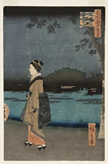 Framed Japanese Woodblock Print: 