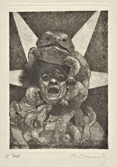 The nightmare a face terrifies the headdress of a huge toad (drawing) The nightmare a face terrifies the headdress of a huge toad (drawing)