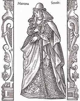 Seventeeth Century Collection: A noble matron of SIENE - The Italian costume in the 17th century, 1895 (engraving)