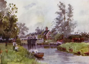 Norfolk Broads: Coltishall Lock (colour litho) Norfolk Broads: Coltishall Lock (colour litho)