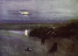 Norfolk Broads: Moonrise, at Flight (colour litho) Norfolk Broads: Moonrise, at Flight (colour litho)