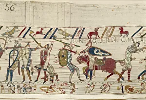 The Normans fight and kill those who were with King Harold, Bayeux Tapestry (wool embroidery on linen) The Normans fight and kill those who were with King Harold, Bayeux Tapestry (wool embroidery on linen)