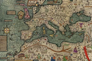 Maps Collection: North Africa, Europe and the Middle East from the Catalan Atlas (reproduction)