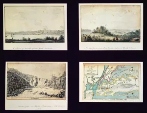 North American Scenes and a map of New York, c.1772 (w/c on paper) North American Scenes and a map of New York, c.1772 (w/c on paper)