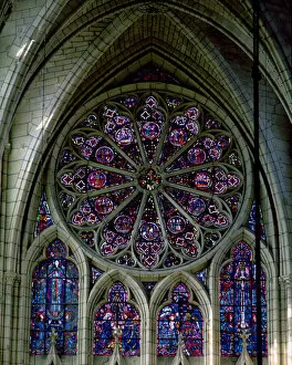 Images Dated 9th July 2007: North transept rose window (stained glass) (see also 220816)