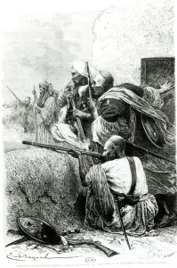 North-Western Afghan mountain troops fighting against the British, engraved by H North-Western Afghan mountain troops fighting against the British, engraved by H