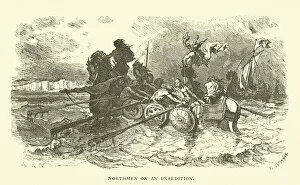 Northmen on an expedition (engraving)