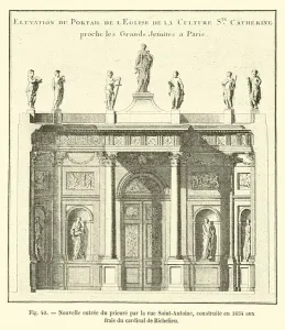 Nouvelle entree du prieure par la rue Saint-Antoine, construite en 1634 aux frais du cardinal de Richelieu (engraving) Nouvelle entree du prieure par la rue Saint-Antoine, construite en 1634 aux frais du cardinal de Richelieu (engraving)