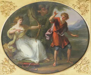 A Nymph drawing her Bow on a Youth, 1780 (oil on copper) A Nymph drawing her Bow on a Youth, 1780 (oil on copper)