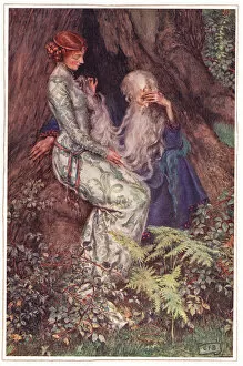 Arthurian Romance Gallery: O Master, do you love my tender rhyme?, illustration from Idylls of the King by Alfred Tennyson