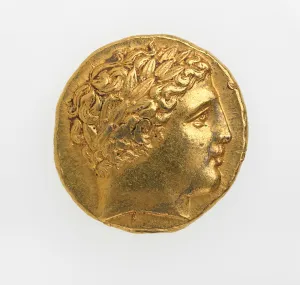 Obverse of a stater of Philip II of Macedonia, 359-336 BC (gold) Obverse of a stater of Philip II of Macedonia, 359-336 BC (gold)