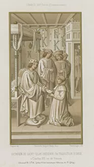 Octavian de Saint Gelais presenting his translation of Ovid (chromolitho)