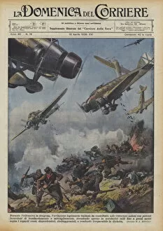 During the offensive in Aragon, the Italian Legionary Aviation contributed to the victorious... (colour litho)