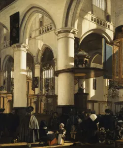 The Old Church, Delft, with Churchgoers listening to a Sermon, 1669 (oil on canvas) The Old Church, Delft, with Churchgoers listening to a Sermon, 1669 (oil on canvas)