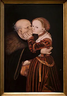 The old fool. Painting by Lucas Cranach the former (1472-1553), circa 1530 The old fool. Painting by Lucas Cranach the former (1472-1553), circa 1530