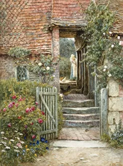 Allingham Gallery: Under the Old Malthouse, Hambledon, Surrey (watercolour with scratching out)