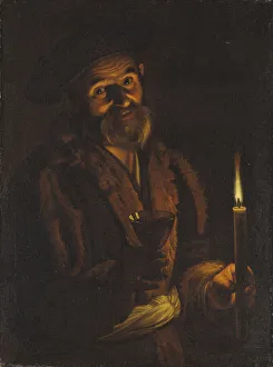 Old Man Holding a Candle and a Glass (oil on canvas) Old Man Holding a Candle and a Glass (oil on canvas)