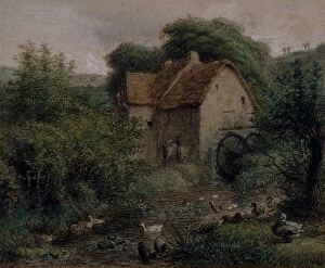Realistic drawings Collection: The Old Mill, 1866-70 (pastel, ink and chalk on paper laid down on board)