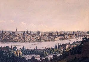 Old and New Towns of Prague (coloured etching) Old and New Towns of Prague (coloured etching)