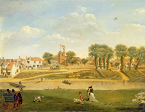 The Old Parish Church and Village, Hampton-on-Thames, Middlesex (oil on panel) The Old Parish Church and Village, Hampton-on-Thames, Middlesex (oil on panel)