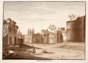 The old Porta Nomentana, 1833 (etching with brown wash) The old Porta Nomentana, 1833 (etching with brown wash)