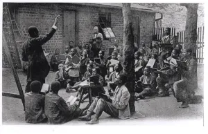 An open-air school in French speaking Africa, before 1914 (b/w photo) An open-air school in French speaking Africa, before 1914 (b/w photo)