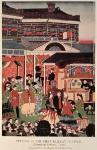 Opening of the First Railway in Japan (Shimbashi Station, Tokyo), 19th century (print) Opening of the First Railway in Japan (Shimbashi Station, Tokyo), 19th century (print)