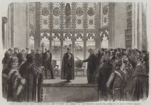 Opening of the Middle Temple Library by the Prince of Wales, Mr Anderson QC the Treasurer reading the Address to His Opening of the Middle Temple Library by the Prince of Wales, Mr Anderson QC the Treasurer reading the Address to His