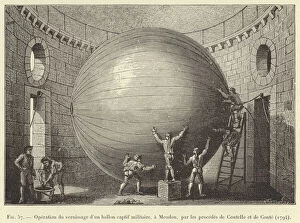 Operation du vernissage d'un ballon captif militaire, a Meudon, par les procedes de Coutelle et de Conte (1794)