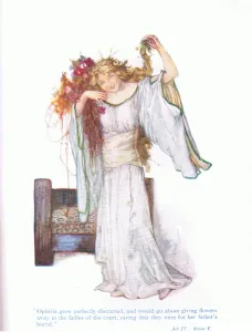 Ophelia grew perfectly distracted, and would go about giving away to the ladies of Ophelia grew perfectly distracted, and would go about giving away to the ladies of
